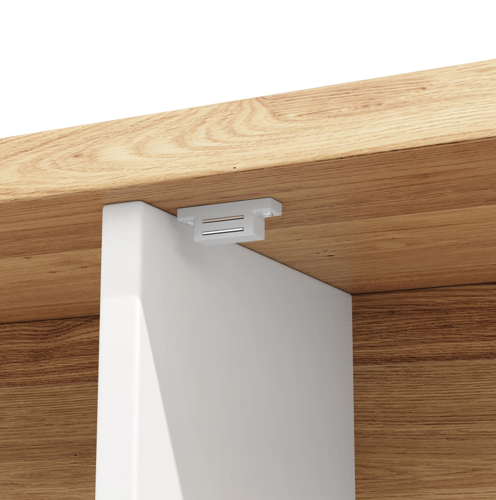 Buffet 120x40x188 cm con illuminazione LED; in MDF; bianco effetto legno