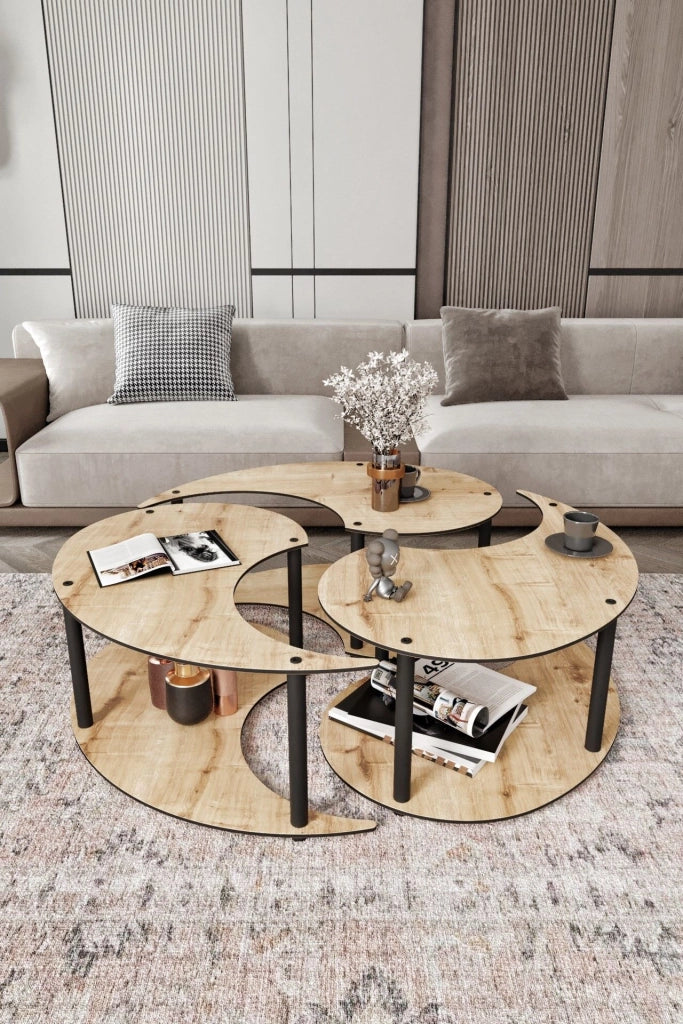 Set di tavolini in legno "Yin" 70 x 70 x 38 cm - Rovere