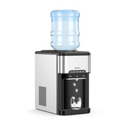 Distributore d'acqua 3 in 1 con fabbricatore di ghiaccio 28 x 43 x 48 cm funzionamento silenzioso stile moderno acciaio inossidabile argento/nero 20_0021098