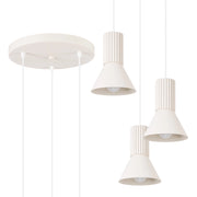 Lampada sospensione moderna beige 3 coni rigati E14