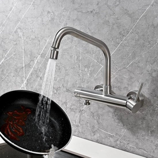 Cranio per cucina - fissaggio al muro - acciaio inossidabile - scarico flessibile