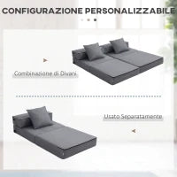 Poltrona Letto Singolo da Terra Pieghevole con Cuscino Incluso, 70x70x61 cm, Grigio