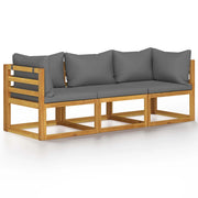 Divano da Giardino a 3 Posti-Sofa da giardino con Cuscino in Legno di Acacia