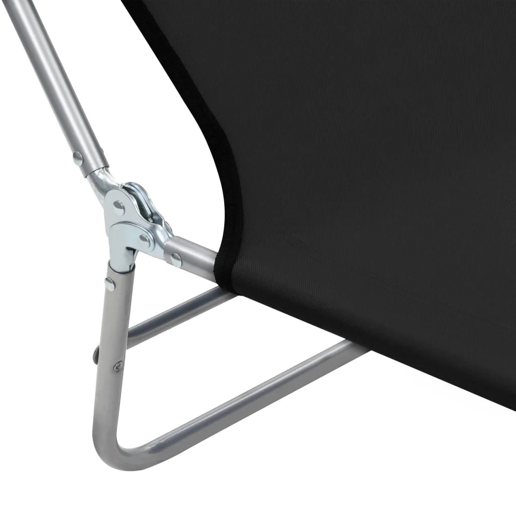 Lettini prendisole pieghevoli 182 cm 2 pezzi acciaio e tessuto nero 02_0011936