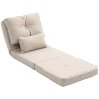 Poltrona Divano Letto Convertibile Poltrona 1 Posto con 1 Cuscino con Schienale Regolabile, Beige