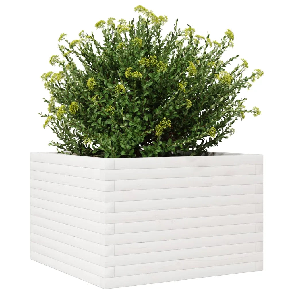 Fioriera da Giardino Bianca 70x70x45,5cm Legno Massello di Pino
