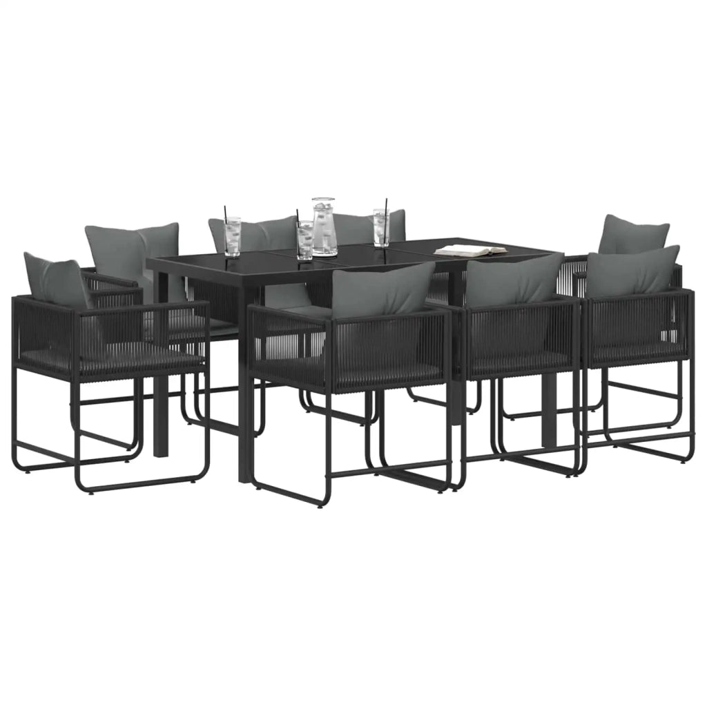 Set da Pranzo per Giardino 9 pcs Nero e antracite 3448909
