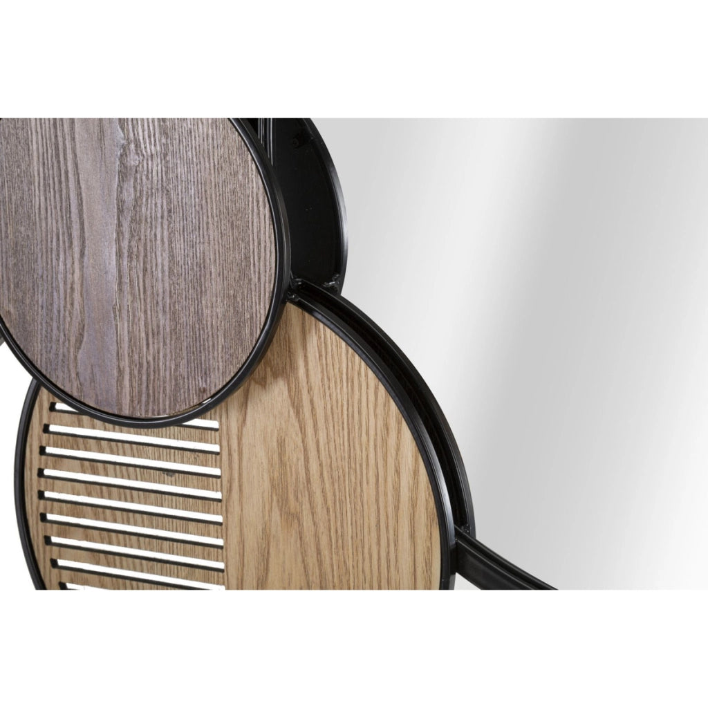 Specchio da parete Woody orizzontale in ferro e legno