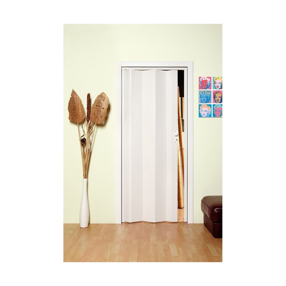PORTA A SOFFIETTO EFFETTO LEGNO 82x214 cm - Col. Bianco