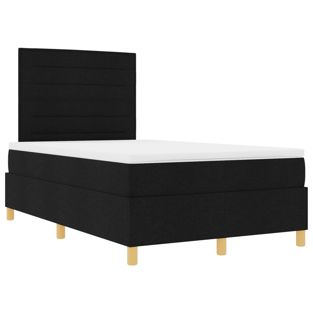 Letto con box spring e materasso nero di tessuto matrimoniale piccolo