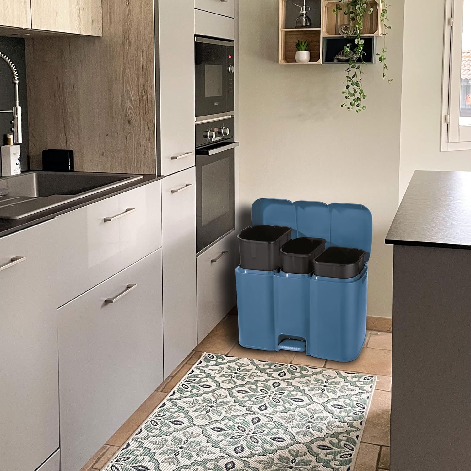 PATTUMIERA DIFFERENZIATA PATTY 3 LT.13+8+13  cm.58,5x32x41,5h. lt.13+8+13 azzurra    TONTARELLI