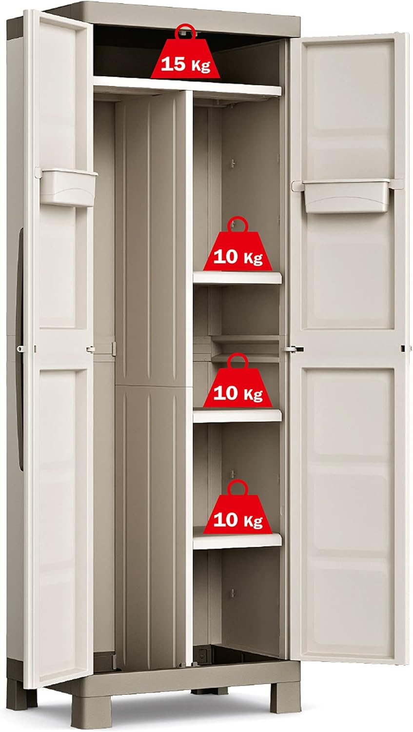 Armadio portascope in plastica con ripiani regolabili e ante doppie Excellence Keter