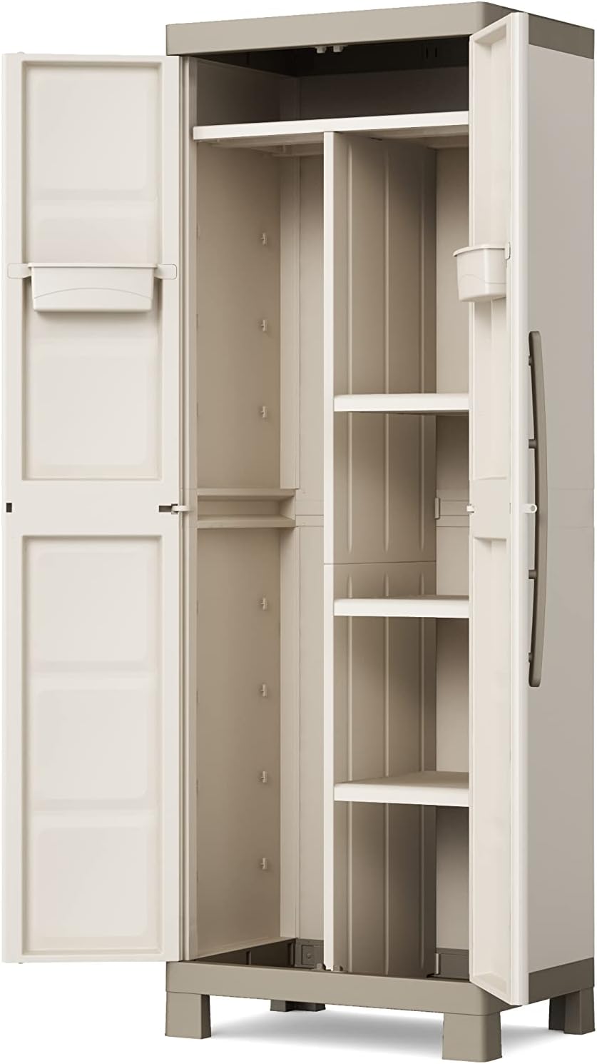 Armadio portascope in plastica con ripiani regolabili e ante doppie Excellence Keter