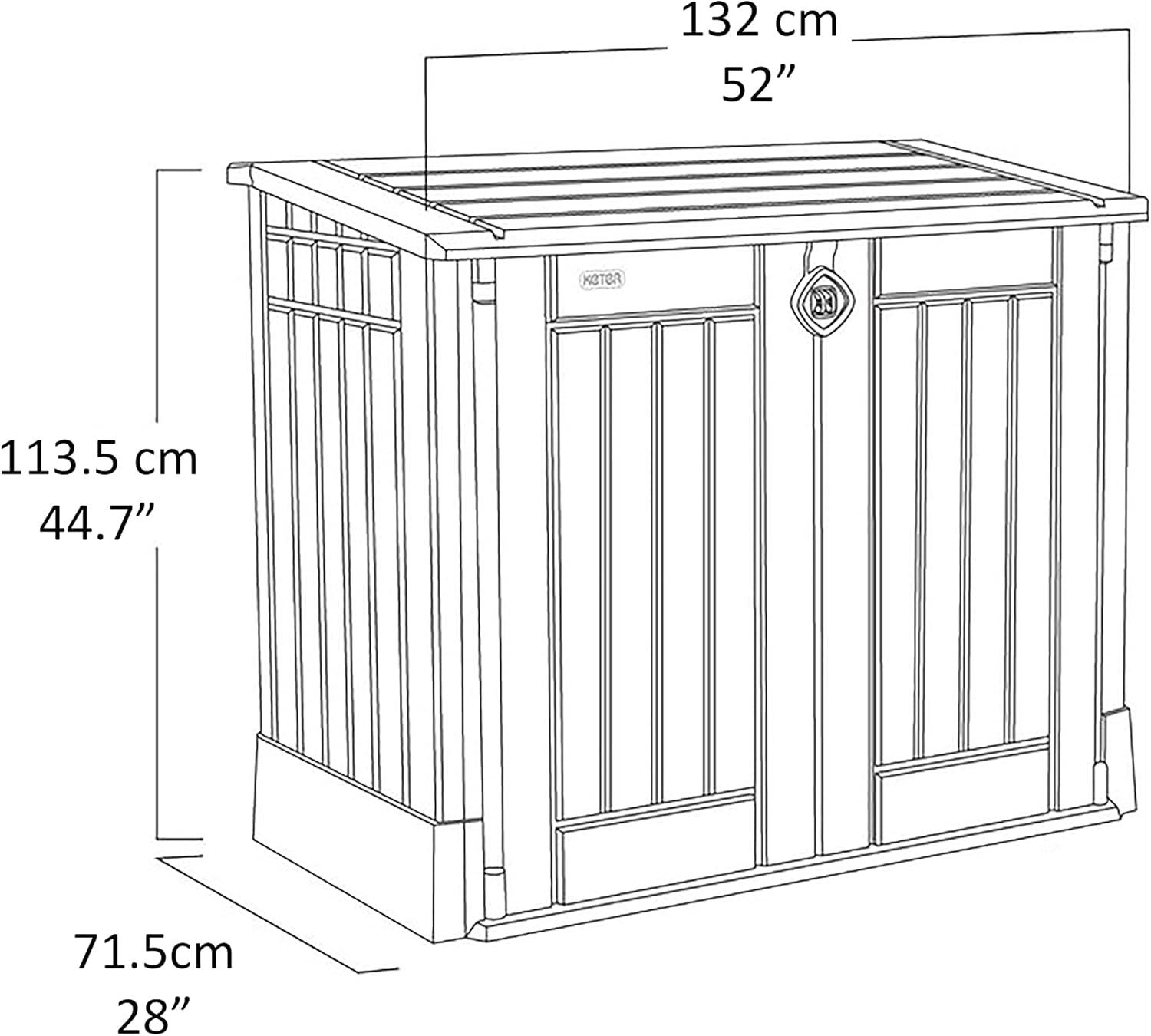 Baule porta attrezzi da esterno in resina effetto legno con doppia anta Store It Out Midi beige marrone Keter