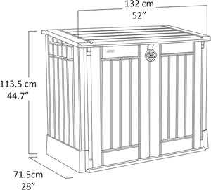 Baule porta attrezzi da esterno in resina effetto legno con doppia anta Store It Out Midi beige marrone Keter