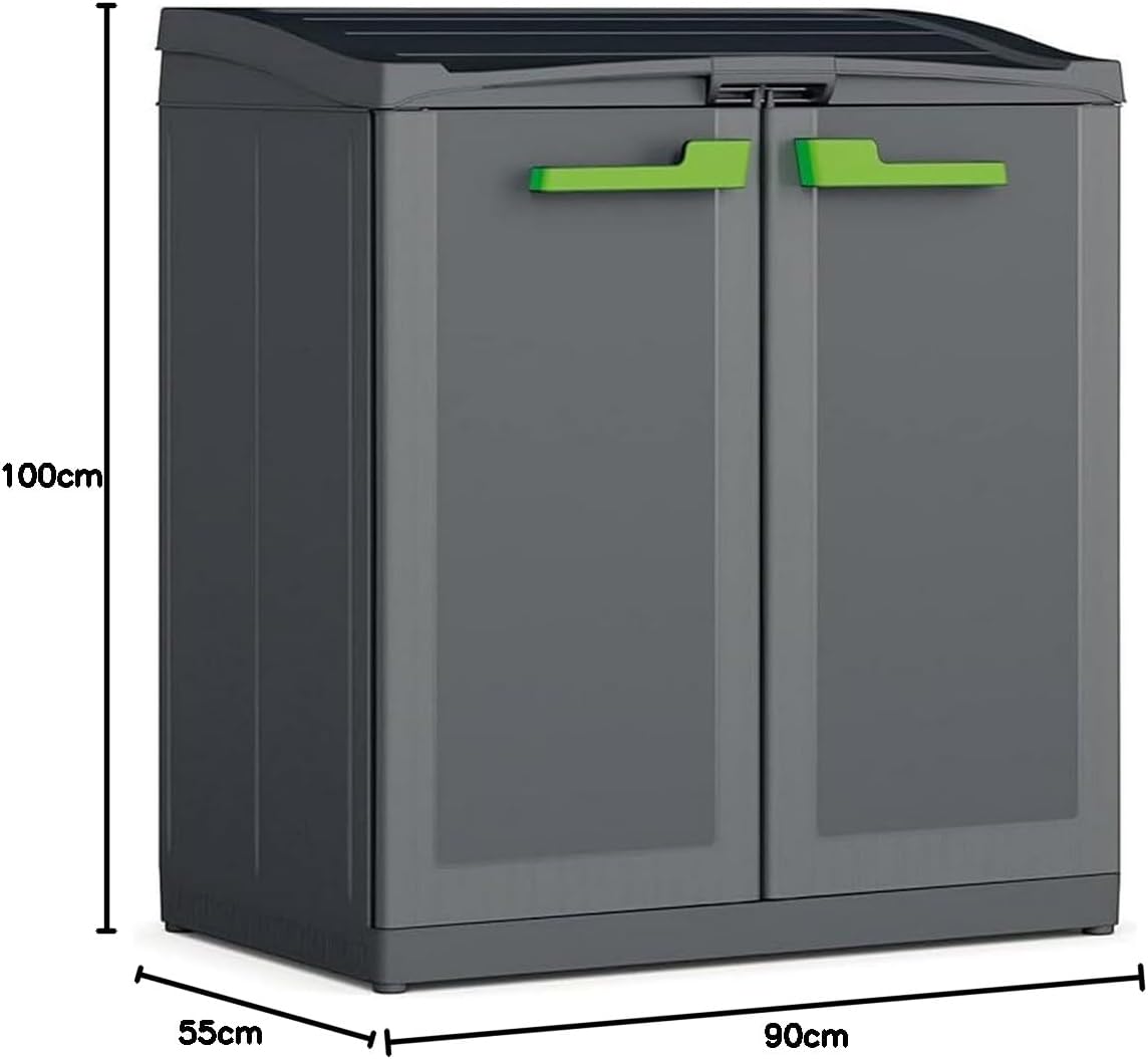 Pattumiera da esterno in resina con 3 scomparti apertura superiore e frontale Moby Compact Store antracite Keter