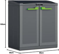 Pattumiera da esterno in resina con 3 scomparti apertura superiore e frontale Moby Compact Store antracite Keter