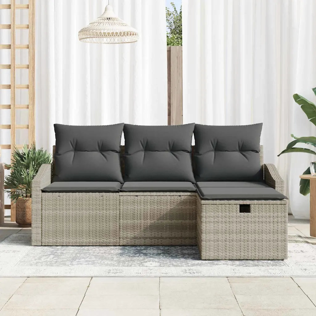 Set di divani con cuscino 4 pcs Grigio chiaro polyrattan 3359251