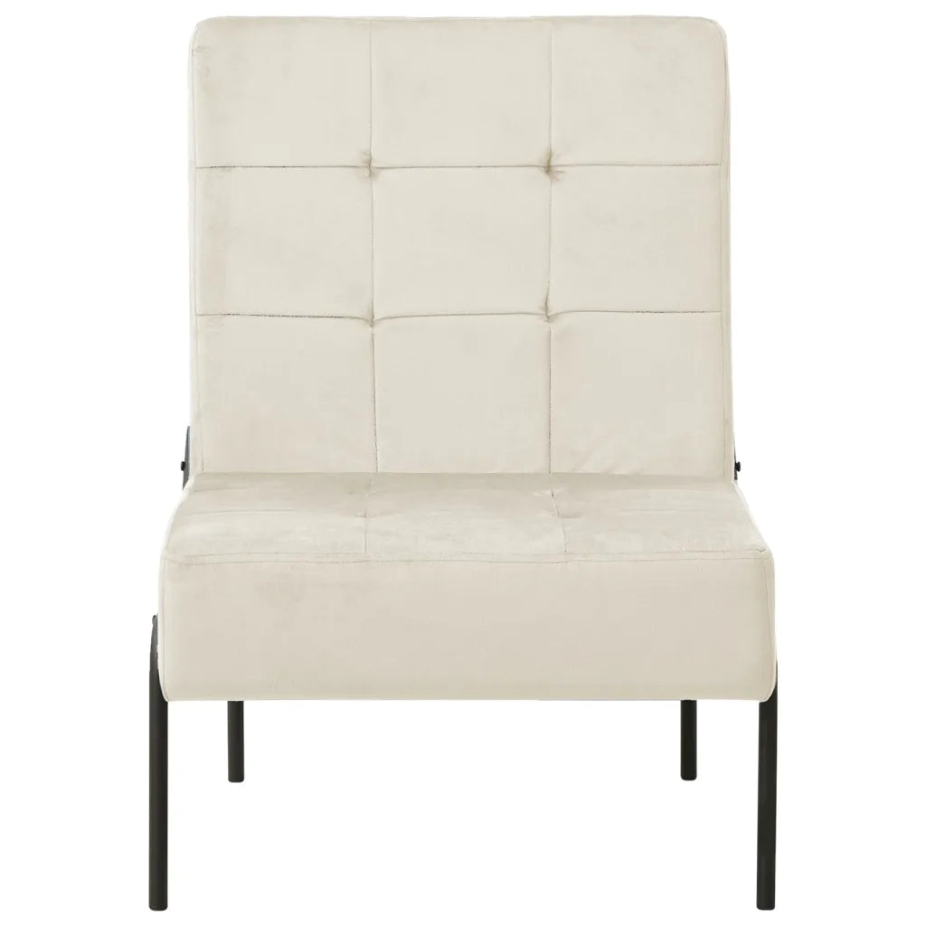 Poltrona Relax 65x79x87 cm Bianco Crema in Velluto 325779