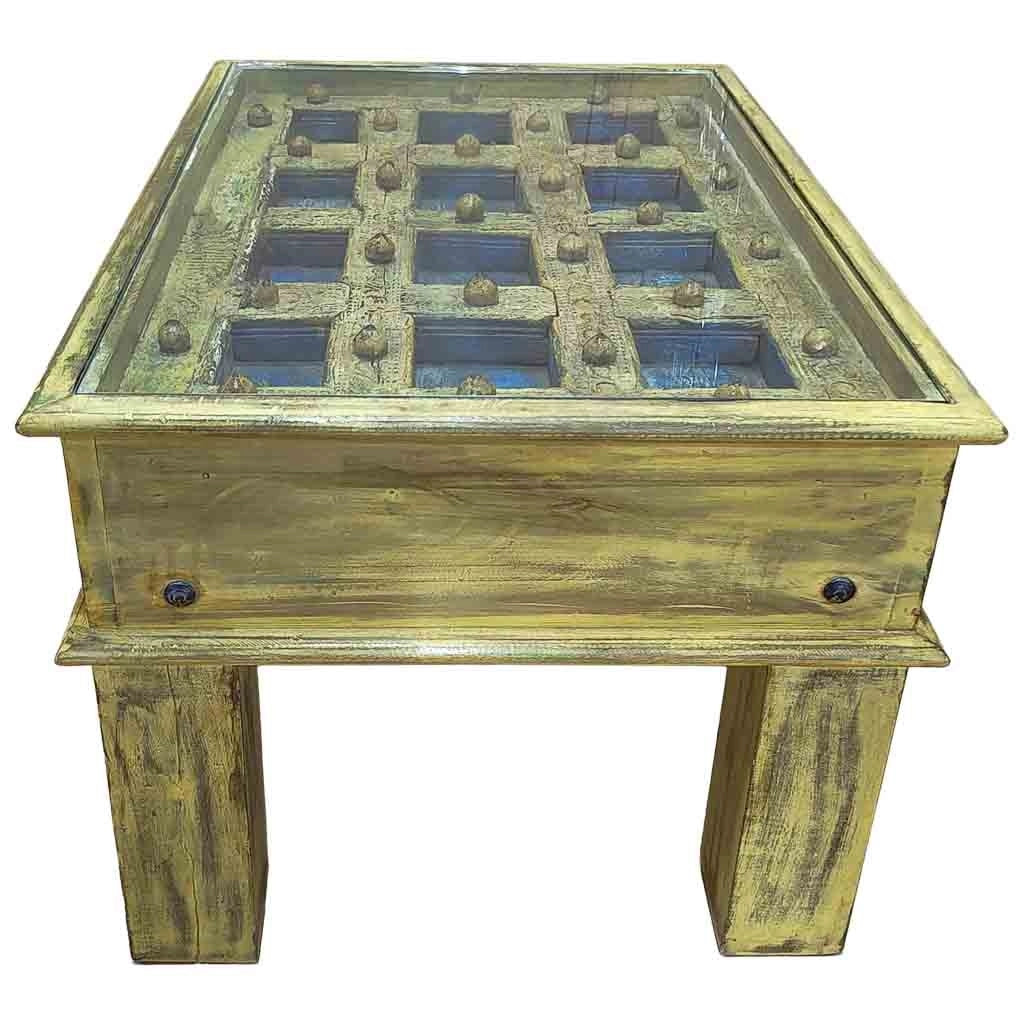 Tavolino da caffè in legno fatto a mano 77x56x45h cm