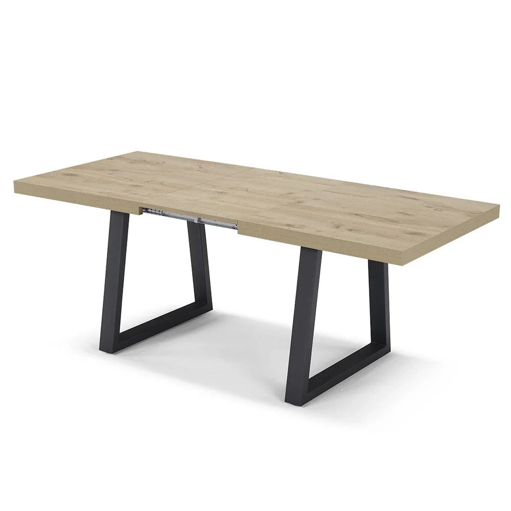 Tavolo da pranzo allungabile Quercia 145x85 MADE IN ITALY modello GOYA fino a 195 CM per sala da pranzo, cucina e soggiorno, design moderno con top in melaminico