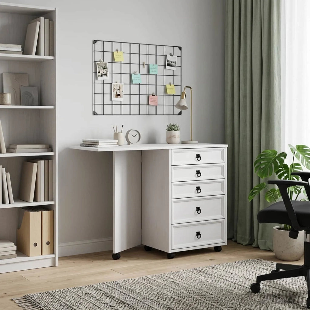 Mobiletto con cassetti e piano pieghevole CORONA Bianco 42040540