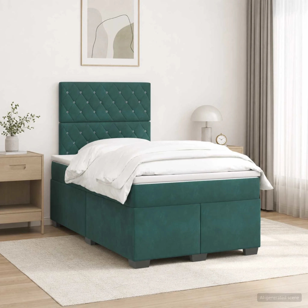 Letto box spring con materasso Verde Scuro 120 x 190 cm Velluto 3455063