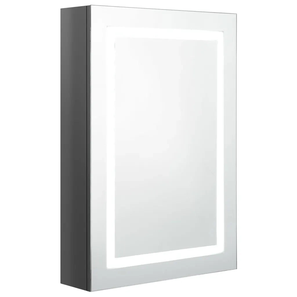 Armadietto Bagno con Specchio e LED Grigio Lucido 50x13x70 cm 326491