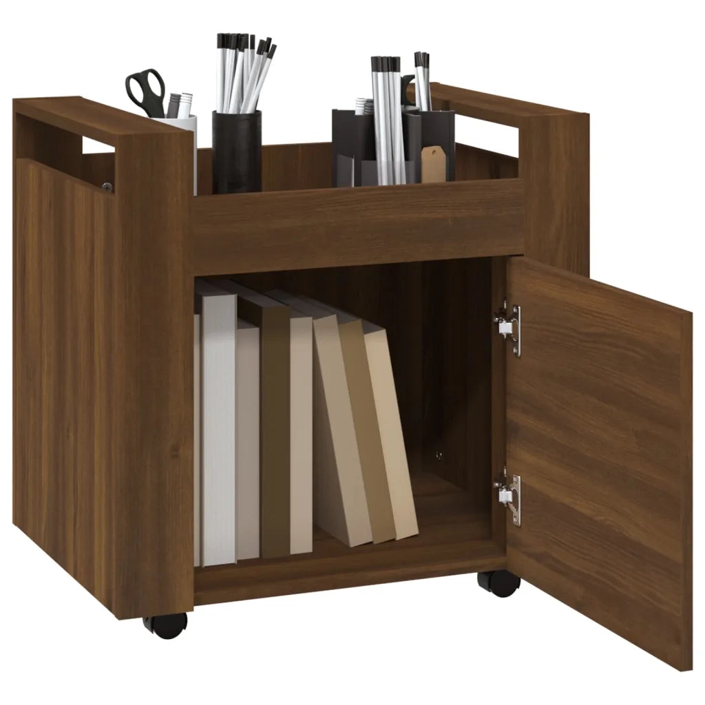 Carrello Scrivania Rovere Marrone 60x45x60 cm Legno Multistrato 816615