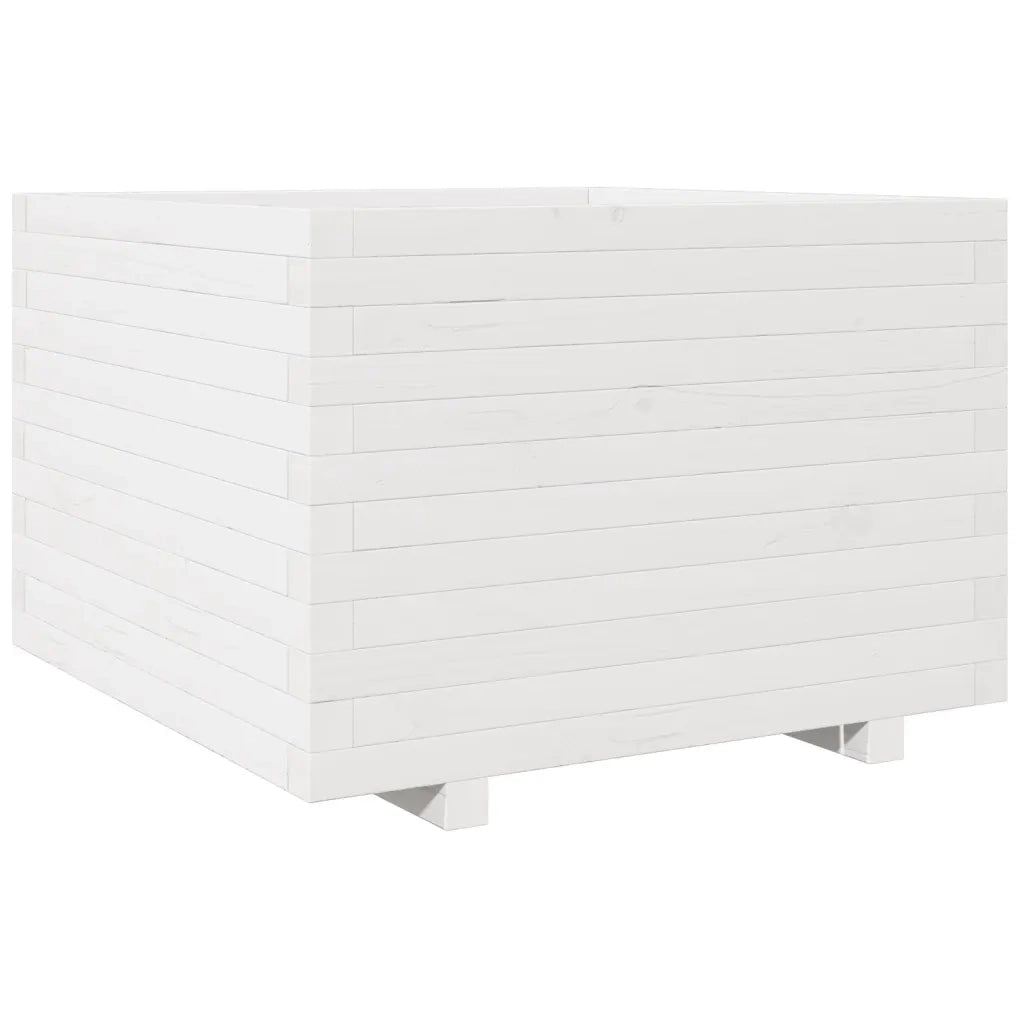 Fioriera da Giardino Bianca 70x70x49,5cm Legno Massello di Pino 3282525