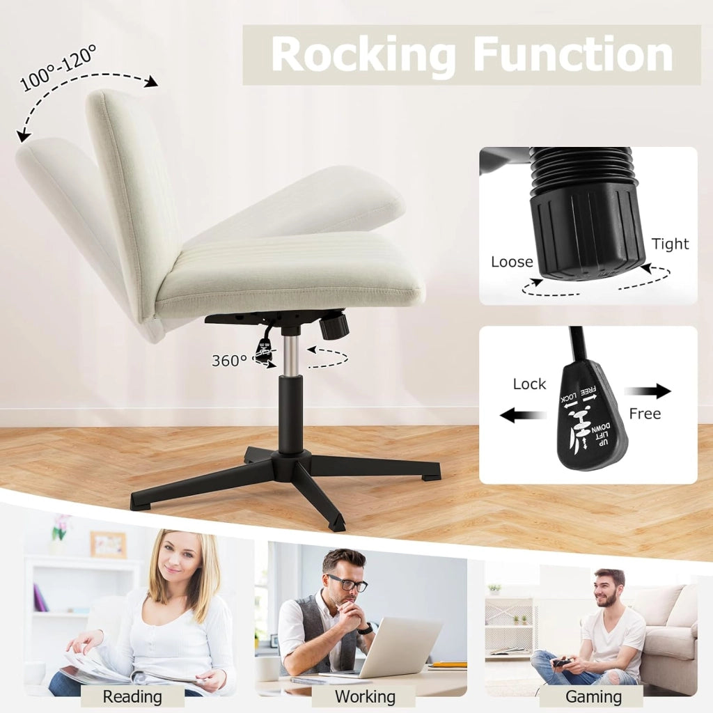 Sedia Ufficio Senza Braccioli, Sedia Ufficio Girevole a 360°, con Ampia Seduta e Oscillazione di 120°, Regolabile in Altezza, per Casa e Ufficio, 71 x 66 cm，3 Colori