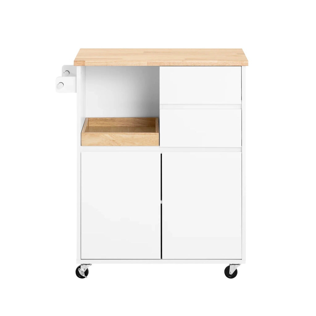Carrello cucina con 2 cassetti e 2 ante Carrello multiuso Bianco 72x40x84cm FKW123-WN