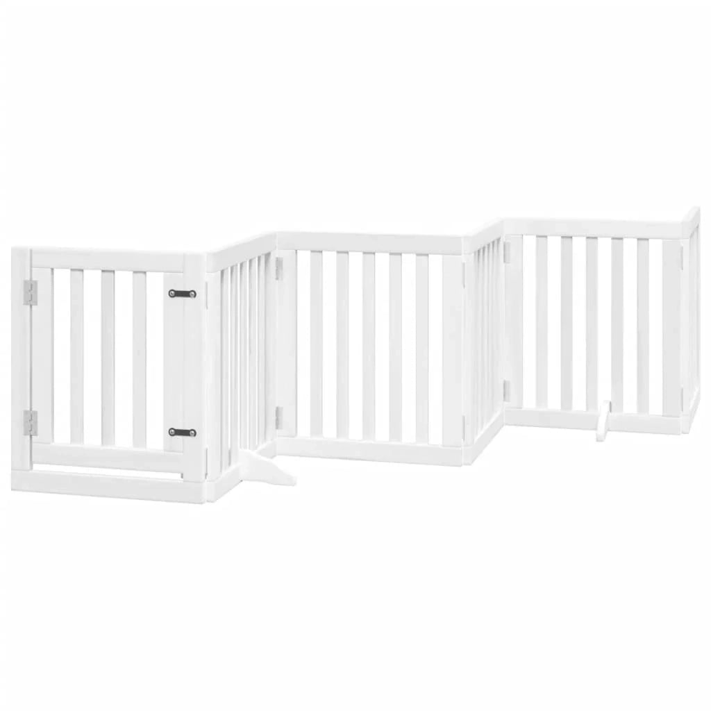 Cancelletto di sicurezza per animali domestici porta pieghevole 9 pannelli legno di pioppo bianco 02_0023293