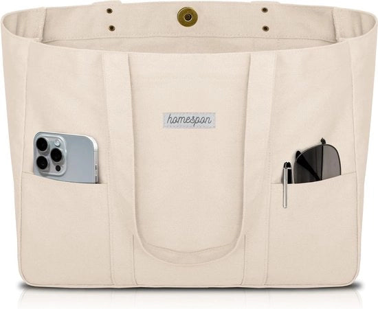 Borsa a mano in canapa grande per donna con tasca per laptop e schiena