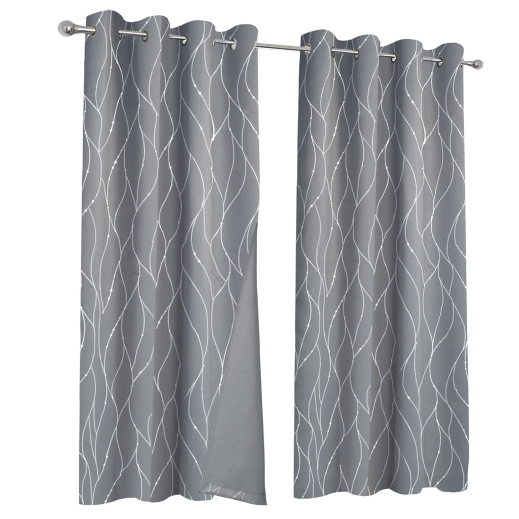 IDMarket - Set di 2 tende termiche grigio antracite a motivo curvo 140x240 cm