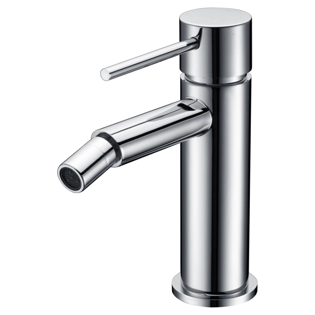 IMEX Miscelatore bidet monocomando in ottone e zama cromato con cartuccia ceramica Ø26mm e tubi flessibili 3-8 serie Milos modello Imex-BDYS045-2