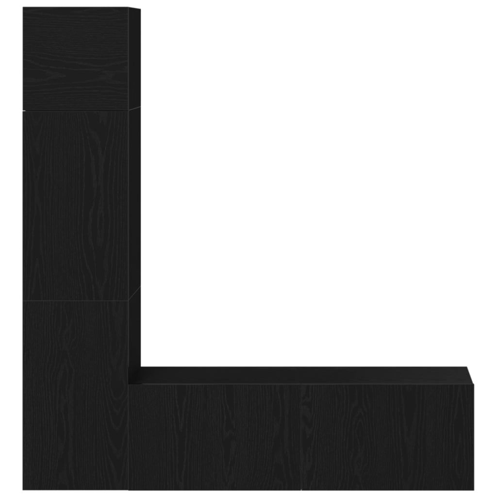 Set di mobili TV da parete 3 pezzi Nero Rovere in legno ingegnerizzato