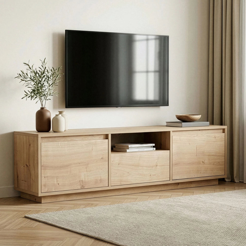 Morrigan, Mobile Porta tv un Ripiano, 160x30x42h cm Marrone Rovere