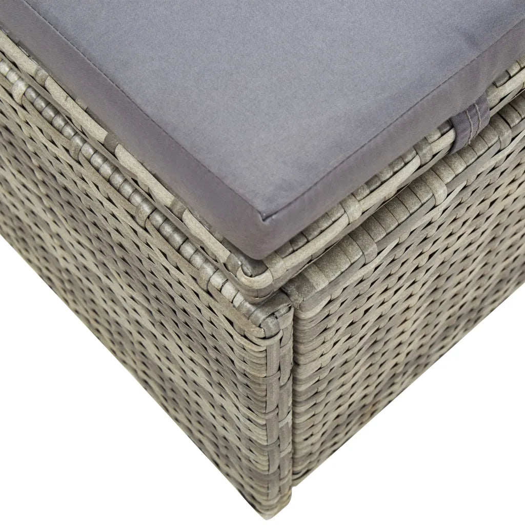 Lettino Prendisole con Cuscino in Polyrattan Grigio 46236