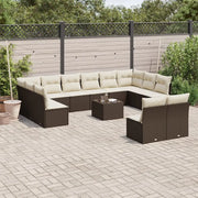 Set Divani da Giardino 13 pz con Cuscini Marrone in Polyrattan 3218383