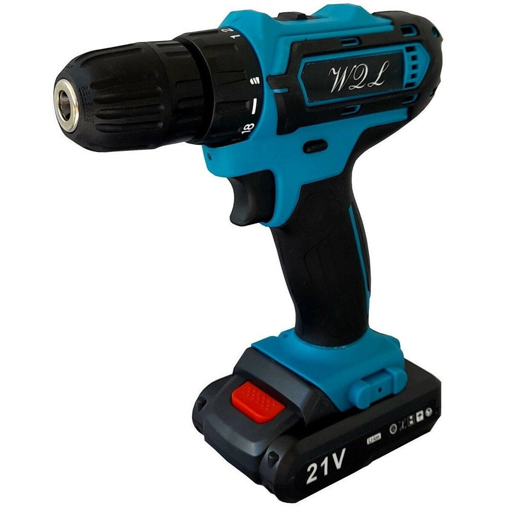 Trade Shop - Trapano Avvitatore Cordless A Batteria Litio 21v Doppia Batteria + Valigia 02036 -