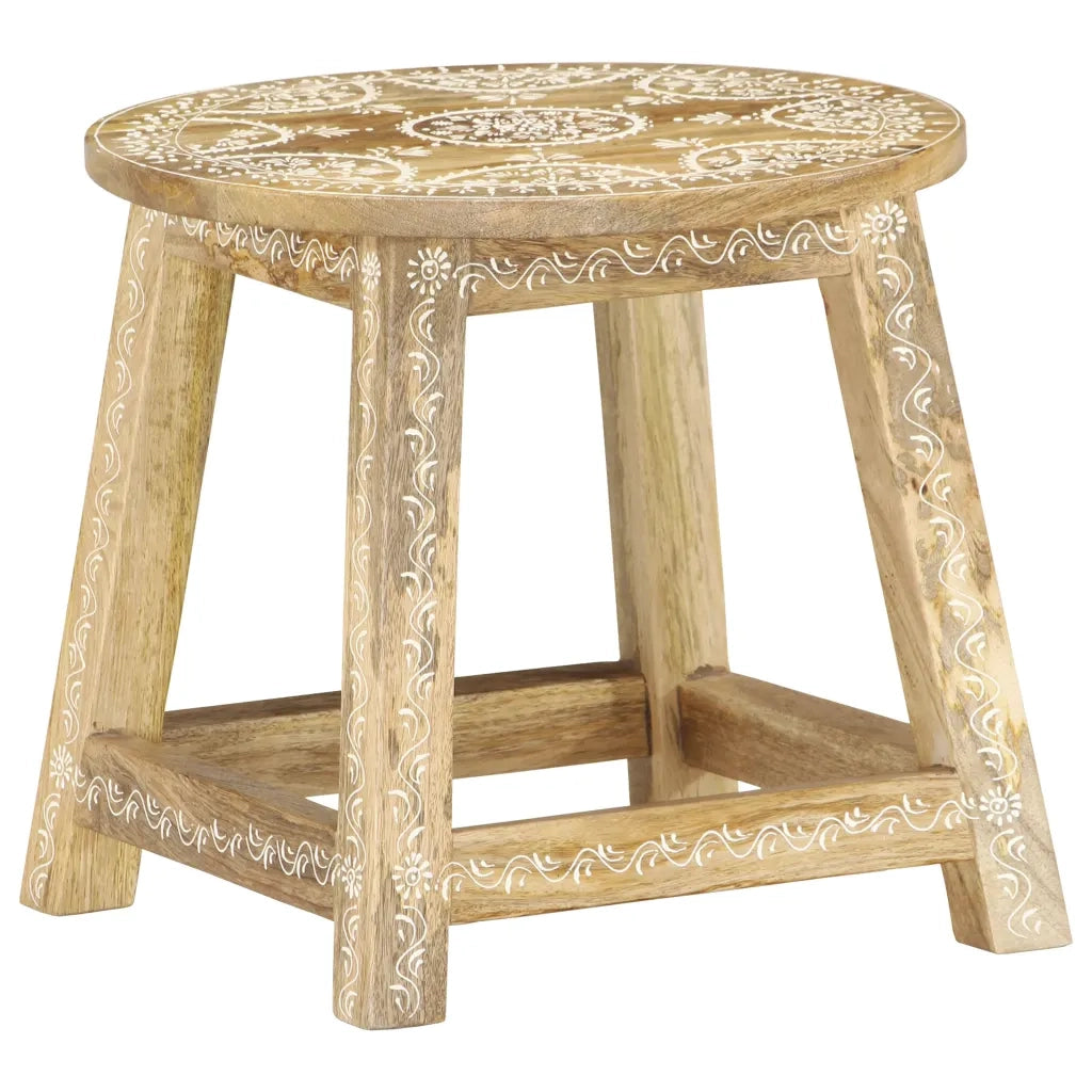Sgabello Dipinto a Mano 38x38x35 cm in Legno Massello di Mango 287445