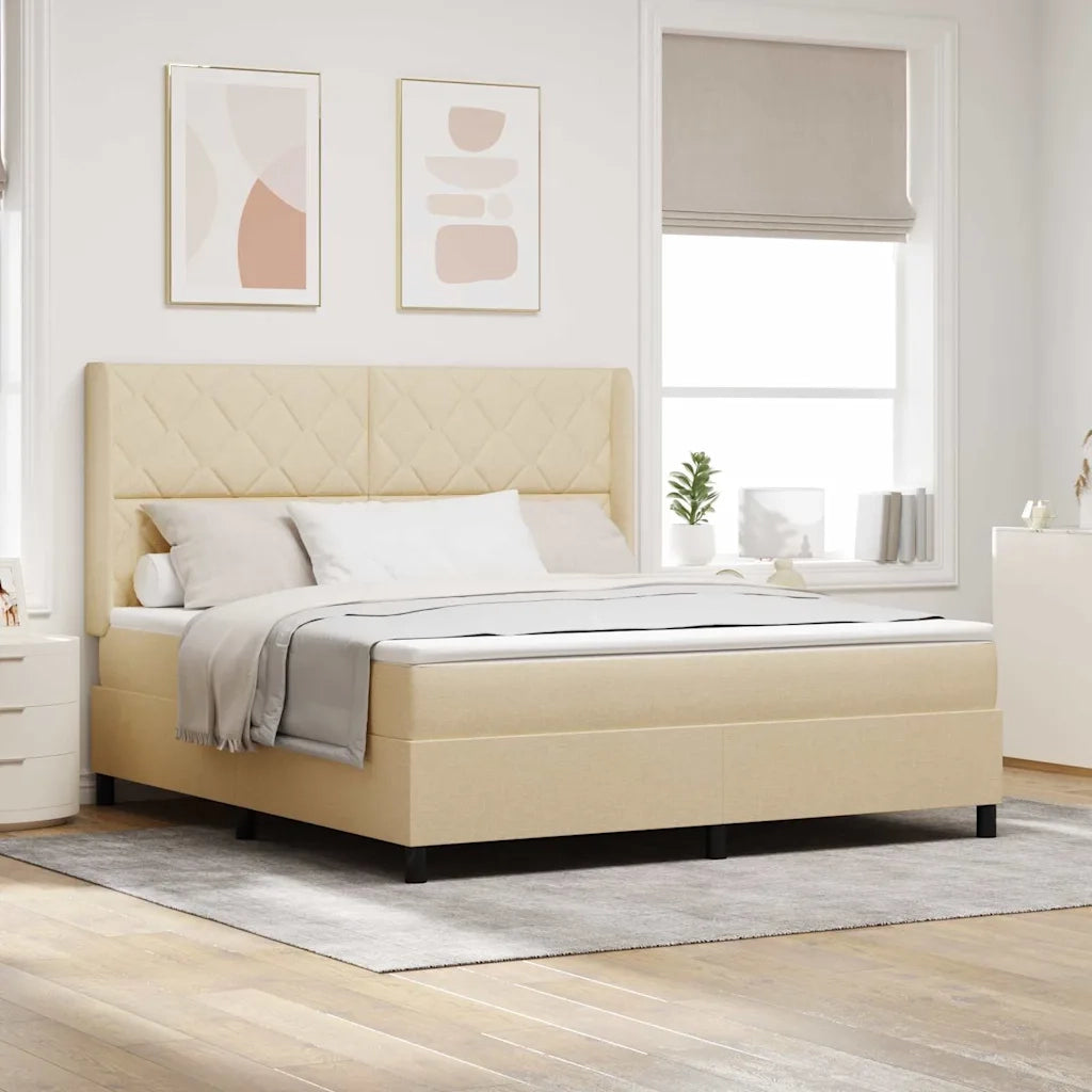 Letto a molle con testiera Crema 180 x 200 cm Tessuto 3340646