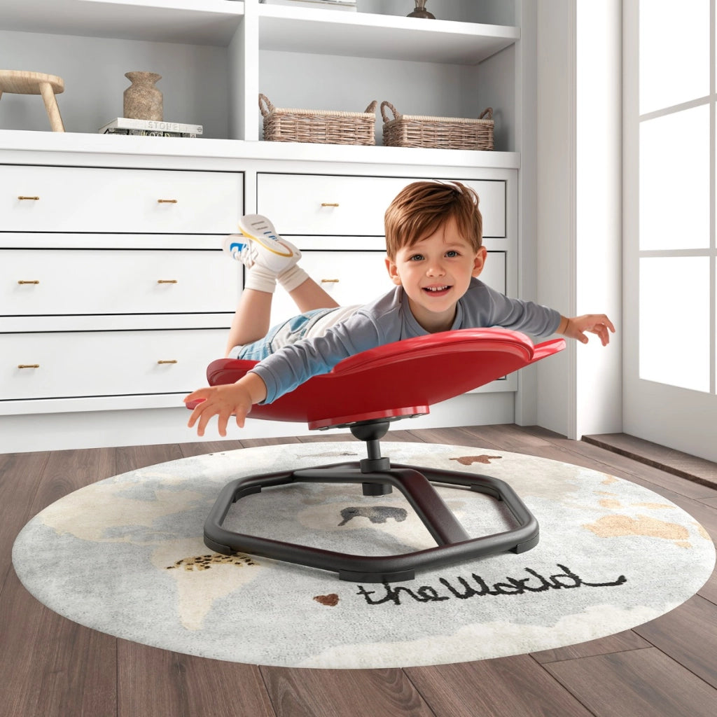Sedia girevole a 360¡ã con aspetto elefante e base in metallo antiscivolo, Sedia sensoriale per bambini e l'equilibrio Rosso-Tavoli e sedie