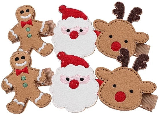 Accessori per capelli stile natale - Spille per capelli - Tiara - Clip per capelli - Pelle a imitazione di coccodrillo - Materiale glitter - 6 pezzi
