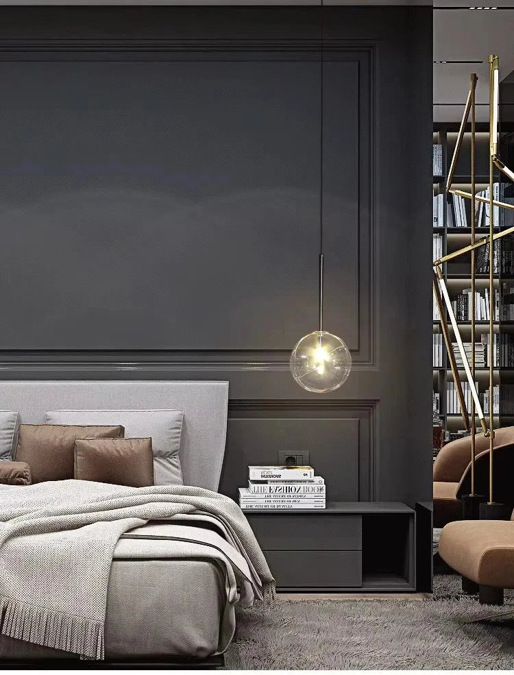 Lampada Da Soffitto A Sospensione Con Sfera Di Vetro 15cm APP1682-1CP