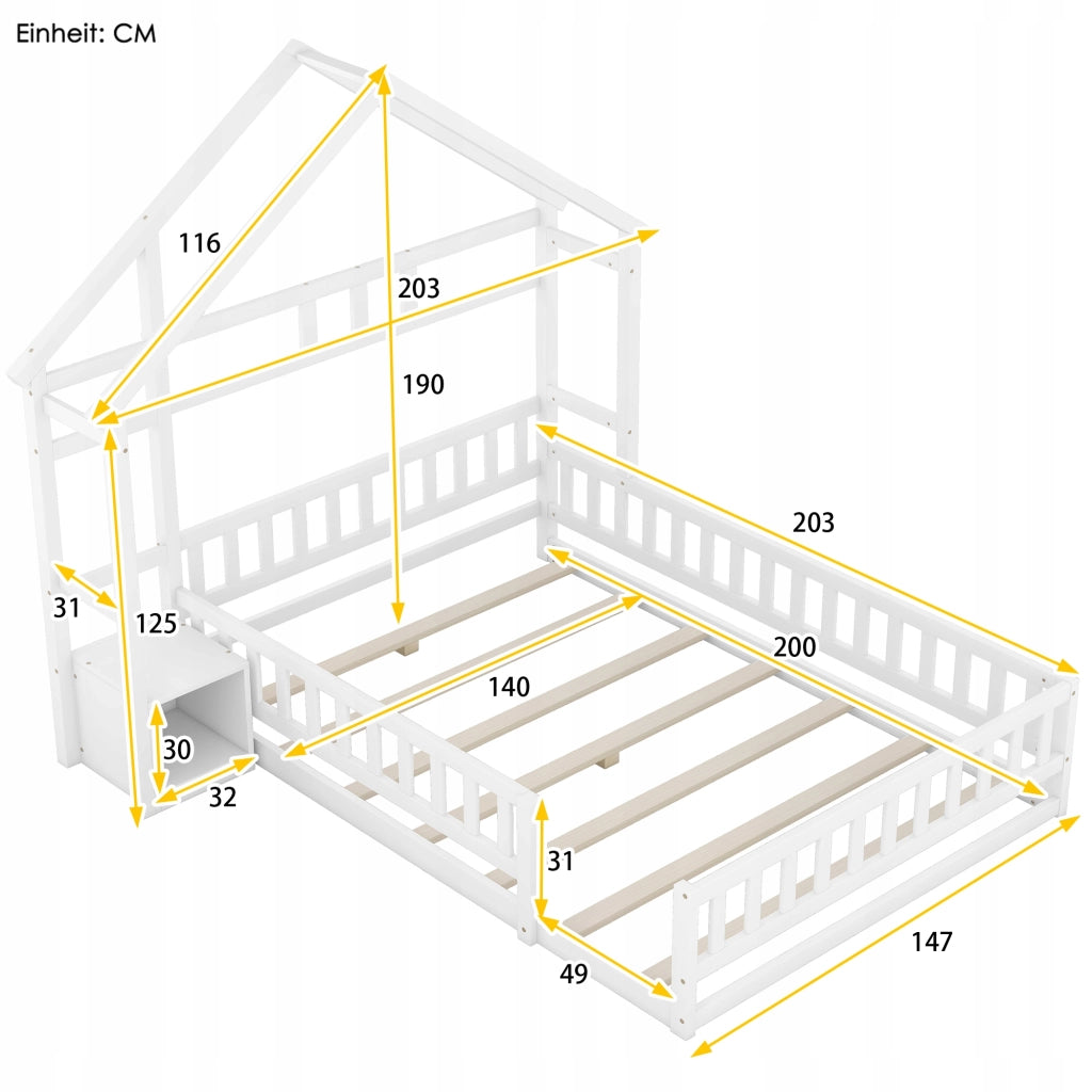 Letto per bambini 140x200 bianco - Xylo