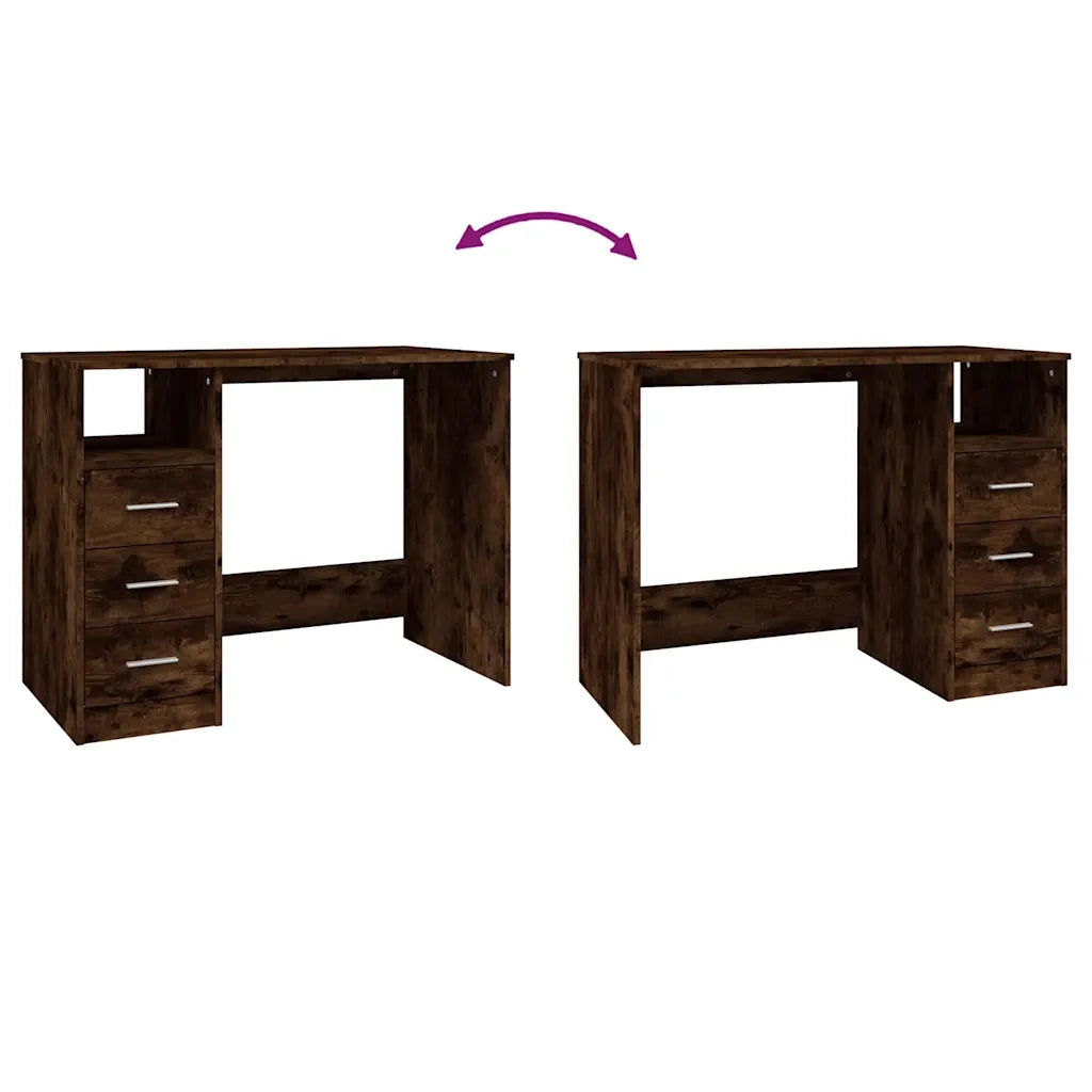 Scrivania | Tavolo da Ufficio Cassetti Rovere Fumo 102x50x76 cm Legno Multistrato