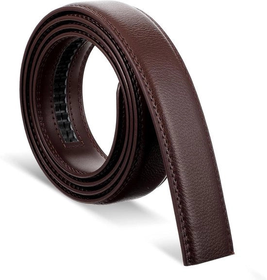 Riem automatica adattabile senza chiusura, 35 mm largo, cinturino regolabile per uomini, marrone - Ideale per abbigliamento e jeans - 130 x 3,5 x 0,5 cm.