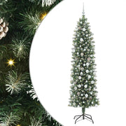 Albero di Natale Artificiale-Albero Natalizio Sottile Verde e Bianco 210 cm 592738